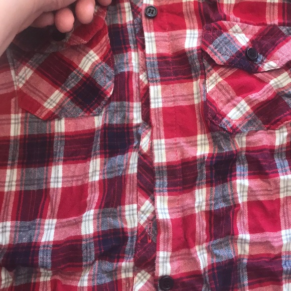 Mel & Mo Red & Blue Flannel Button up Large - Picture 4 of 4